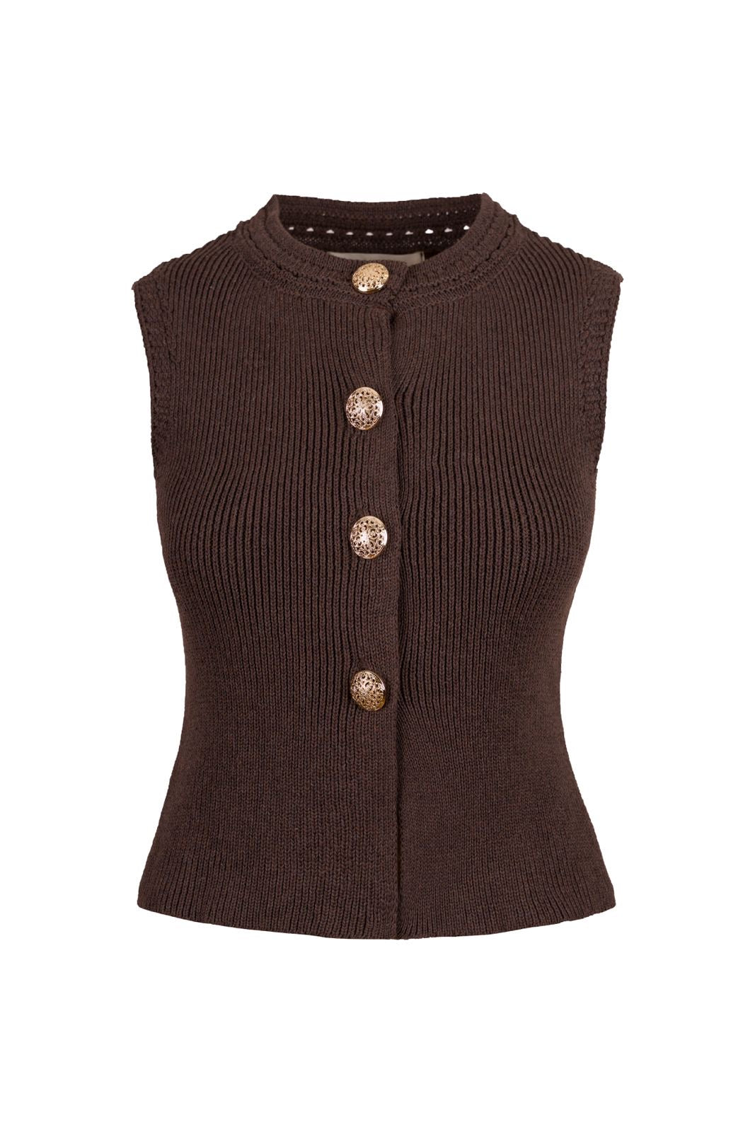 GOLD BUTTONED KNIT TOP