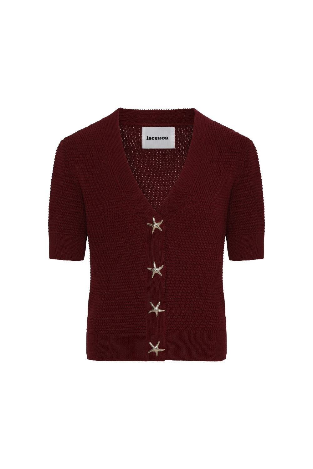 Star-Button V-Neck Cardigan
