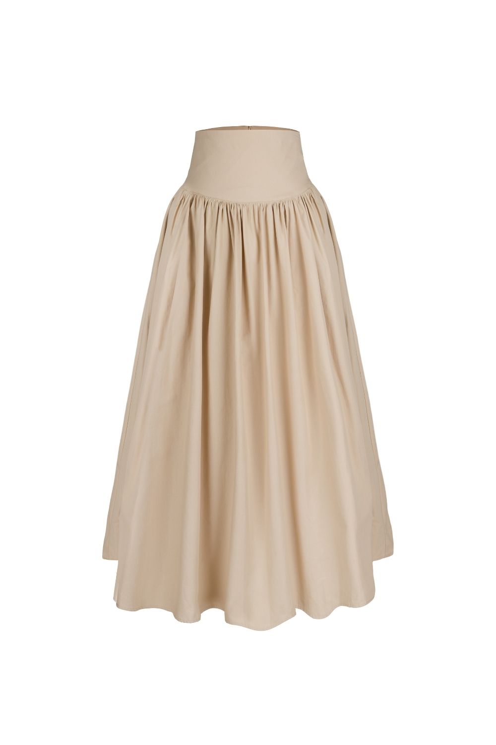 Poplin High-Waisted Midi Skirt