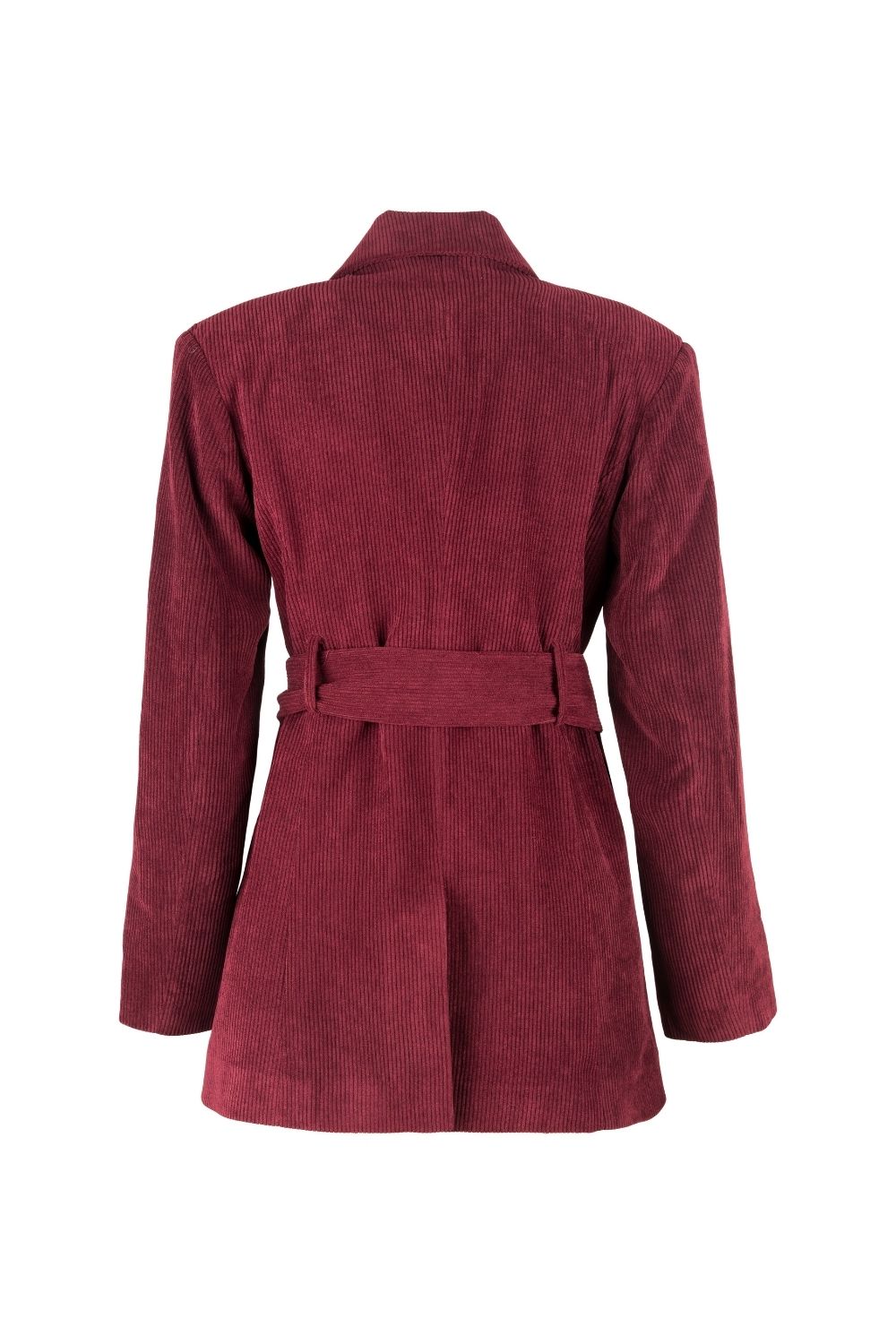 Ribbed Velvet Belted Waist Jacket
