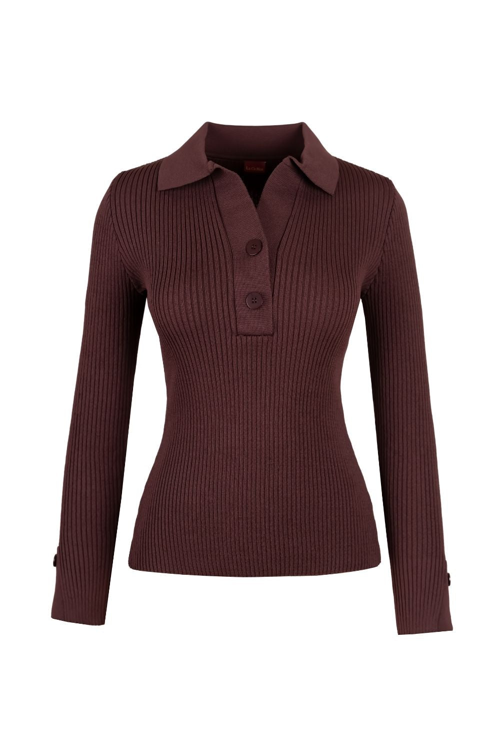 Cream Polo-Neck Knit Sweater