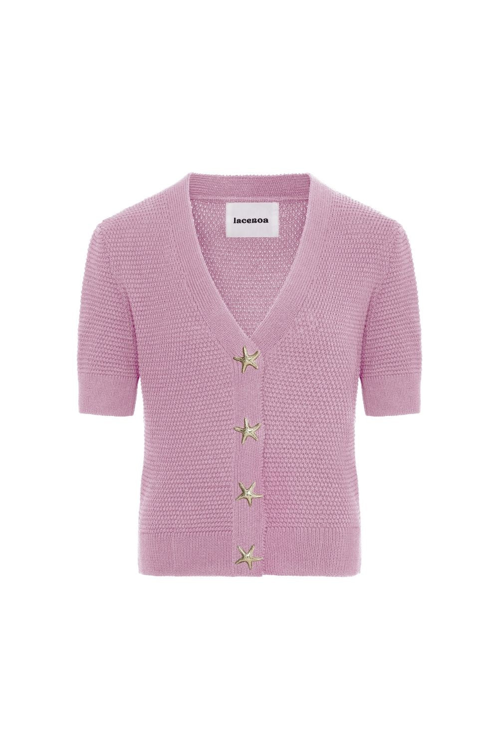 Star-Button V-Neck Cardigan