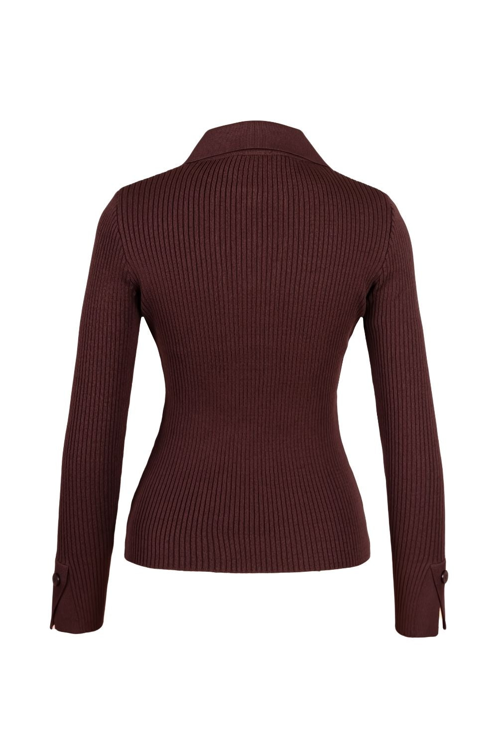 Cream Polo-Neck Knit Sweater