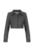 Velvet Crop Jacket Grey