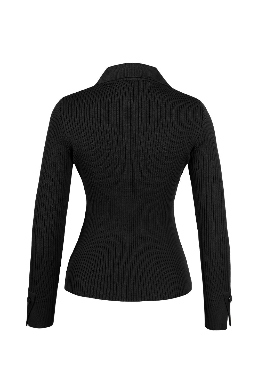 Cream Polo-Neck Knit Sweater