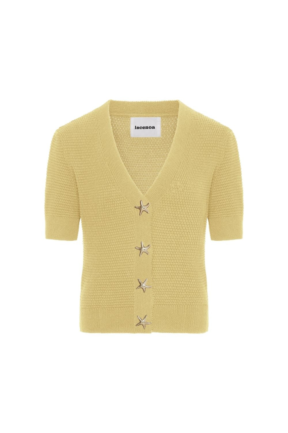 Star-Button V-Neck Cardigan