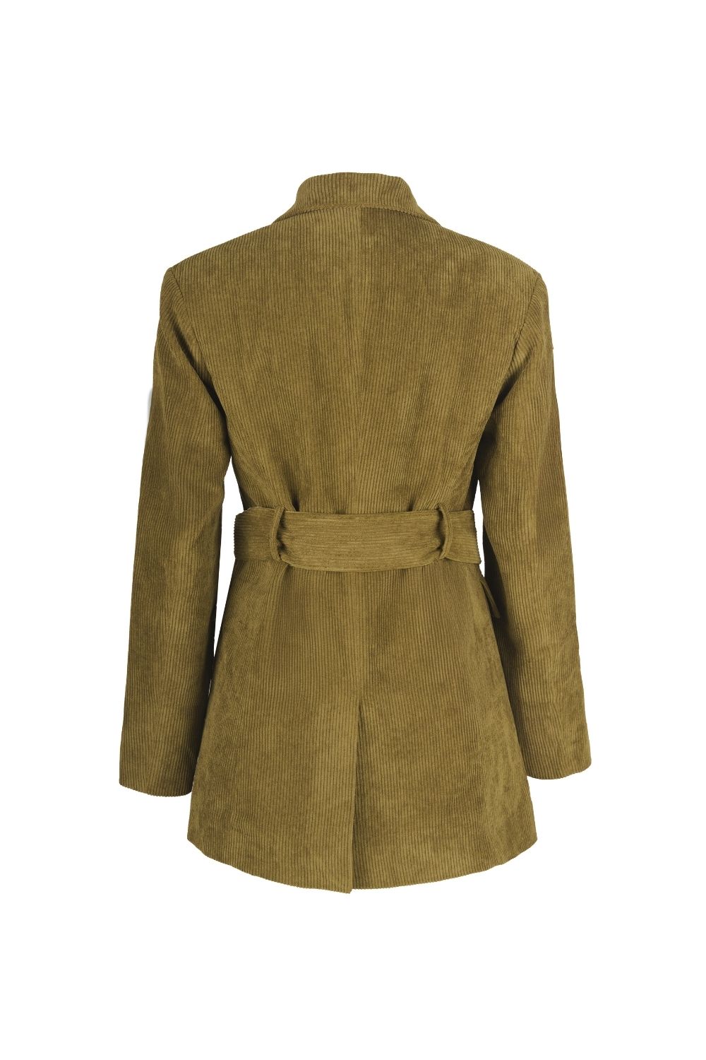 Ribbed Velvet Belted Waist Jacket