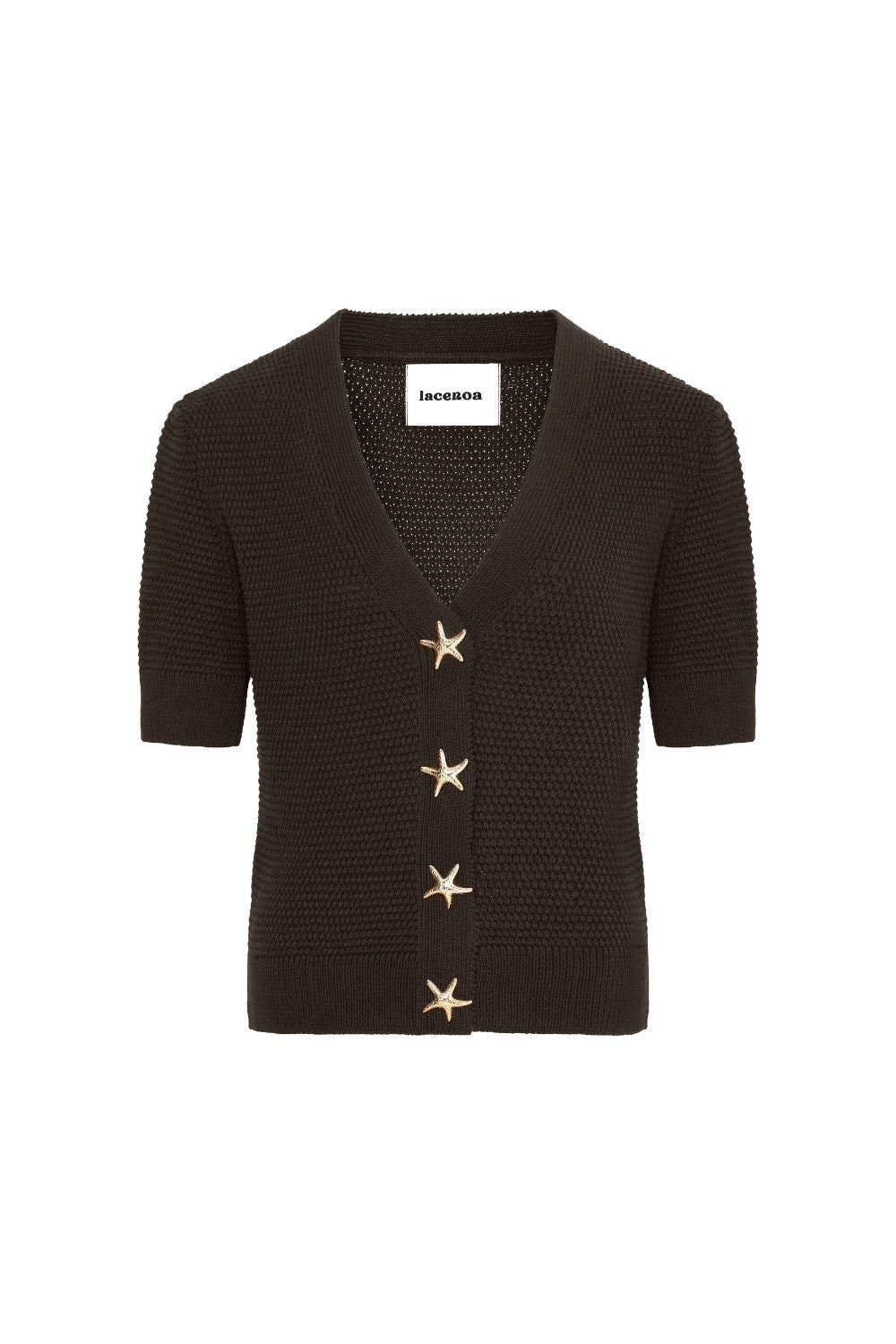 Star-Button V-Neck Cardigan