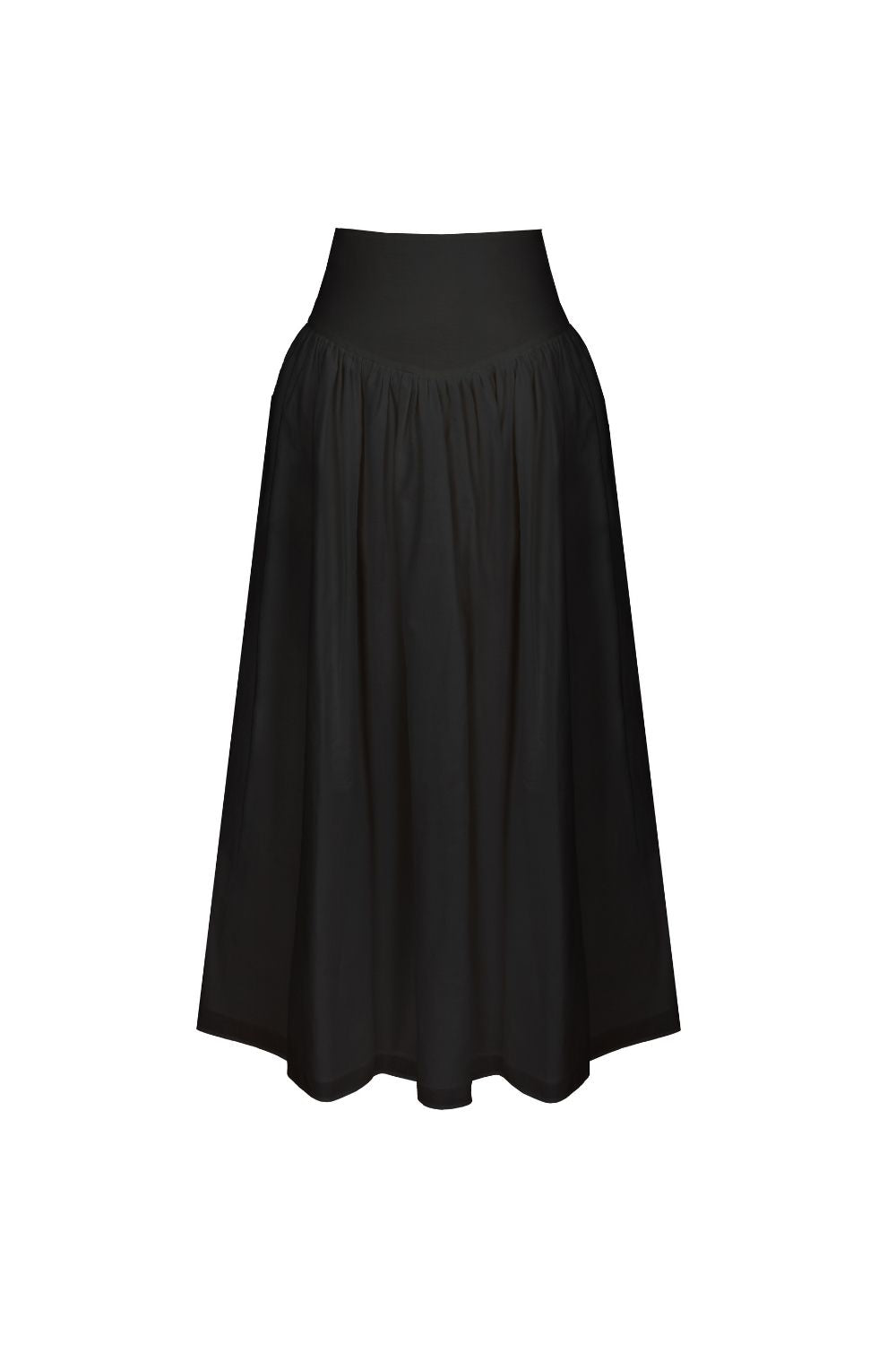 Poplin High-Waisted Midi Skirt